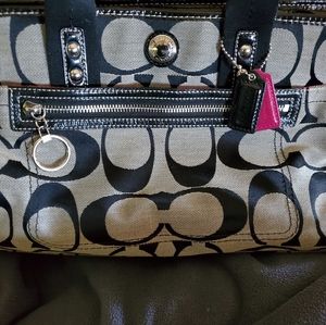 Grey and Black Coach Purse with wallet